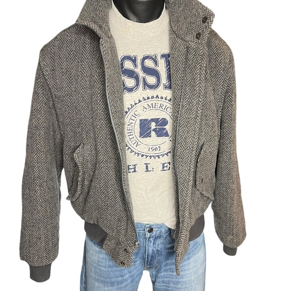 VTG Members Only Jacket Mens Large 40 Black Bomber Coat Full Zip Adult 90s Wool - Picture 8 of 15